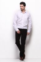 Grasim Men's Striped Formal White Shirt