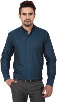 Hancock Men's Solid Formal Green Shirt