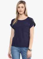 Harpa Navy Blue Solid Blouse