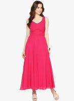 Harpa Pink Colored Solid Maxi Dress