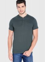 Highlander Dark Grey Solid Henley TShirts