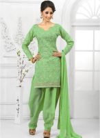 Hypnotex Green Embroidered Dress Material
