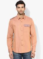 I Know Orange Solid Slim Fit Casual Shirt