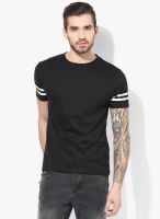Incult Black & White Sleeve Stripe Round Neck T-Shirt