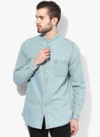 Incult Blue Slim Fit Casual Shirt