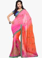 Inddus Pink Embellished Saree