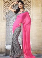 Inddus Pink Printed Saree