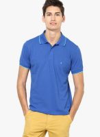 John Players Blue Solid Polo T-Shirts
