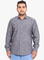 John Pride Grey Printed Regular Fit Casual Shirt