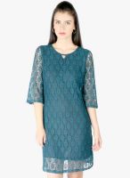 Lemon Chillo Blue Colored Lace Shift Dress