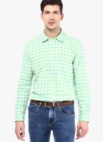 London Bridge Green Check Slim Fit Casual Shirt