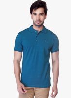 Lucfashion Aqua Blue Solid Polo T-Shirt