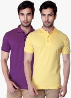 Lucfashion Pack Of 2 Multicoloured Solid Polo T-Shirt