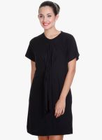 MEIRO Black Colored Printed Shift Dress