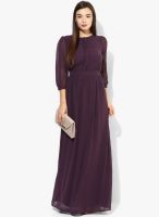 MIAMINX Purple Colored Solid Maxi Dress