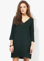 MANGO-Outlet Green Solid Shift Dress