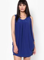Mayra Blue Colored Solid Shift Dress