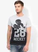 Mickey & Friends Grey Milange Printed Round Neck T-Shirt