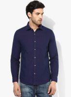 Monte Carlo Navy Blue Printed Regular Fit Casual Shirt