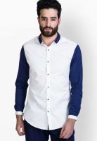 Mr Button Solid White Casual Shirt
