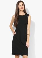 Park Avenue Black Colored Solid Shift Dress