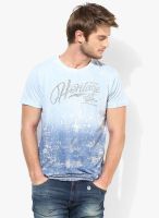 Pepe Jeans Blue Printed Round Neck T-Shirts