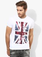 Pepe Jeans White Printed Round Neck T-Shirt