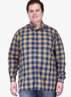 Pluss Checks Mustard Yellow Casual Shirt