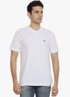 Police White Solid V Neck T-Shirt