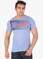 Radbone Light Blue Printed Round Neck T-Shirt