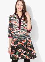 Rain & Rainbow Black Printed Kurta