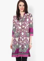 Rain & Rainbow Cotton Purple Straight Kurta