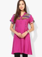 Rain & Rainbow Fuchsia Printed Kurta