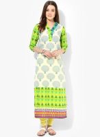 Raindrops Green Kalamkari Print Lawn Cotton Kurta