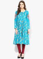 Rangmanch By Pantaloons Aqua Blue Printed Kurta