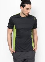 Reebok Black Solid Round Neck T-Shirts