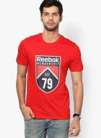 Reebok Red Printed Round Neck T-Shirts
