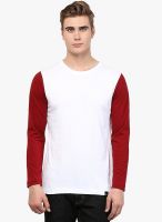 Rigo White Solid Round Neck T-Shirt