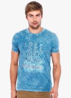 Rookies Blue Printed Round Neck T-Shirt