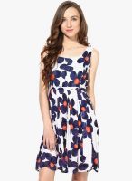 Rose Vanessa White Colored Printed Skater Dress