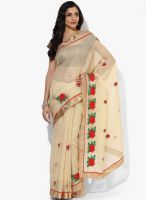 Satrang Beige Printed Silk Blend Saree