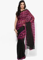 Satrang Magenta Checked Poly Cotton Saree
