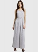 SbuyS Grey Colored Striped Maxi Dress