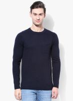 Selected Blue Solid Round Neck T-Shirt