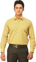 Seven Days Men's Checkered Formal Yellow, Blue Shirt