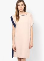 Sisley Peach Colored Solid Shift Dress