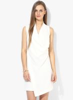 Sisley White Coloured Solid Shift Dress