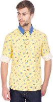 Slub By INMARK Men's Printed Casual Yellow Shirt