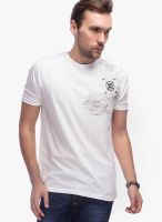 Slub White Printed Round Neck T-Shirts