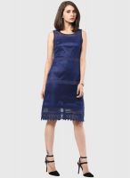 Soie Blue Colored Solid Shift Dress